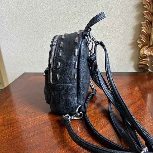 NWOT MMS mini silver bar studded black backpack - Picture 3 of 7